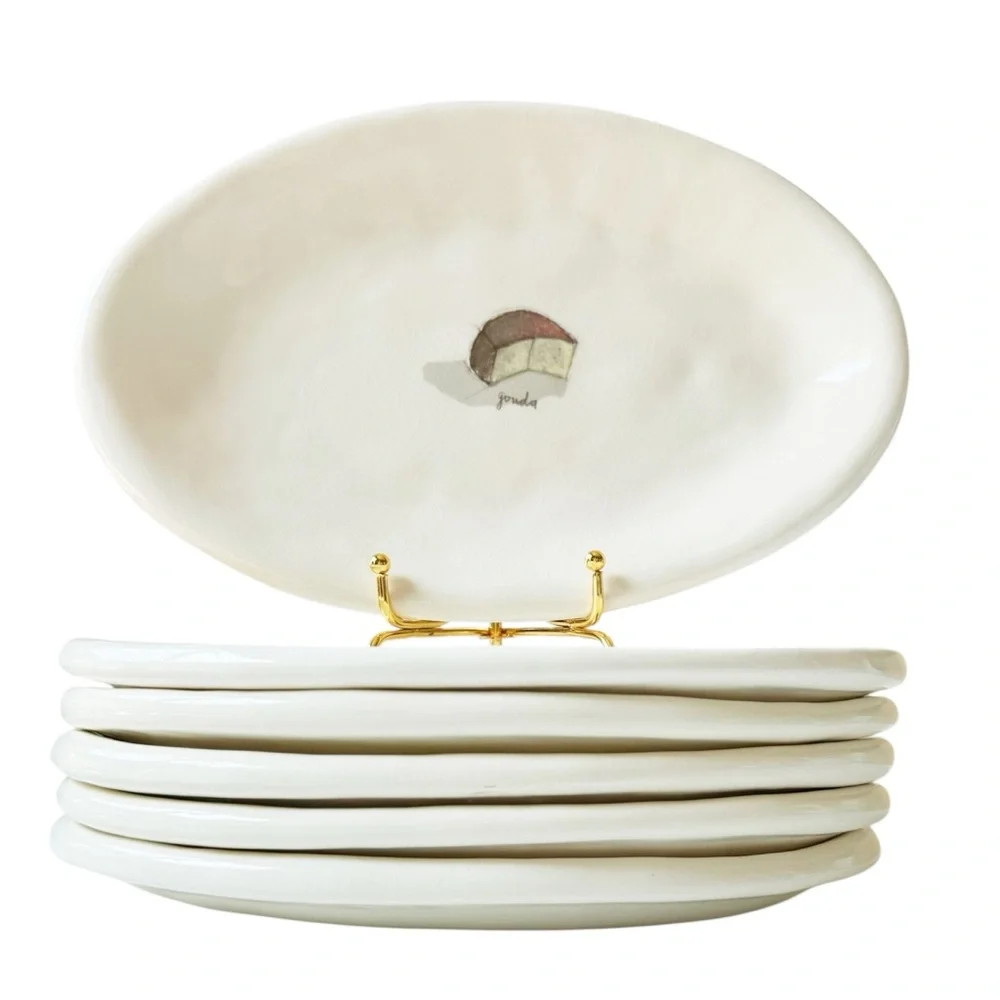 Crate & Barrel Assorted Cheese Plates Oval - Set of 6